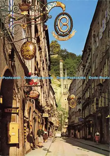 D174539 Malerisches Salzburg. Getreidegasse in der Alstadt. Gemütlich. Alfred Grundle