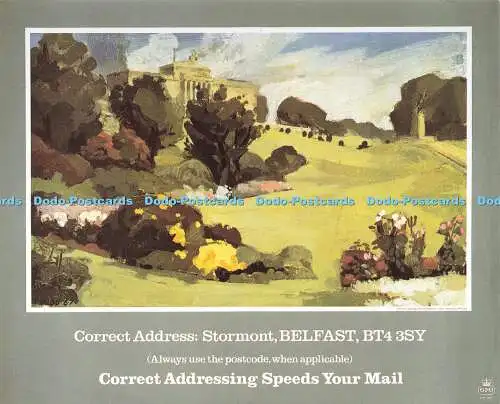 D176002 Belfast. Poster mit korrektem Adresse für Stormont. A. H. Kidd. Post Ar