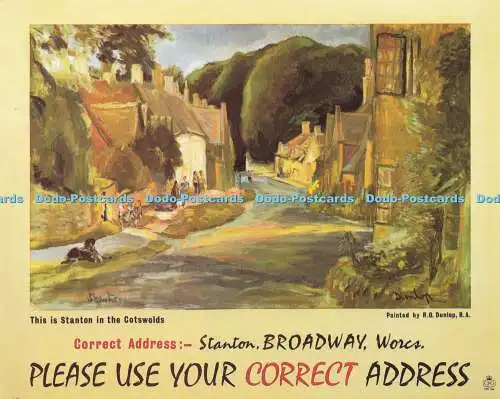 D176006 korrekte Adresse. Poster für Stanton in Worcestershire. R. O. Dunlop. Pos