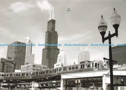 D176350 Chicago. Chicago Skyline und der El Train. Air One. Out of Hand Graphics