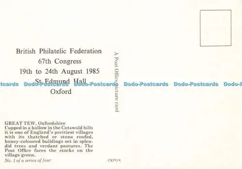 D177593 Oxfordshire. Toller Tew. Bildkarte der Post. Nr. 1. einer Serie von