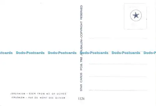 D177625 Jerusalem. Die goldene Stadt. Sternenkarten