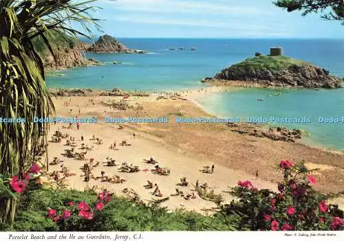 D176761 C.I. Porteelet Beach und die Ile au Guerdain. Jersey. John Hinde. E. Lud