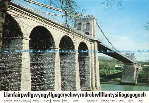 D178043 Gwynedd. Menai-Hängebrücke über die Menai-Straße. J. Arthur Dixon