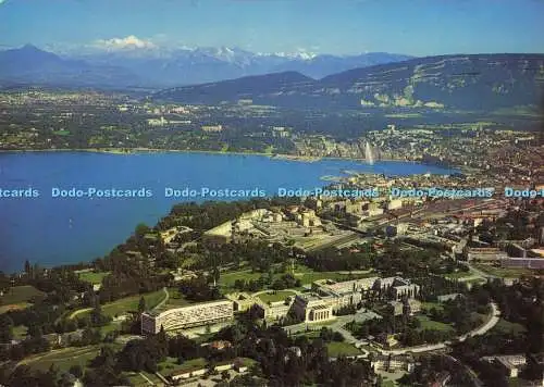 D176892 Geneve. L O. N. U. La Ville et le Mont Blanc. Coloris. Pierre Jaeger