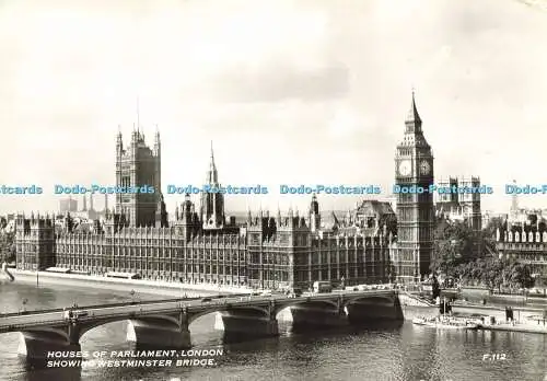 D178105 London. Houses of Parliament. Westminster Bridge zeigen. A. V. Fry. RP