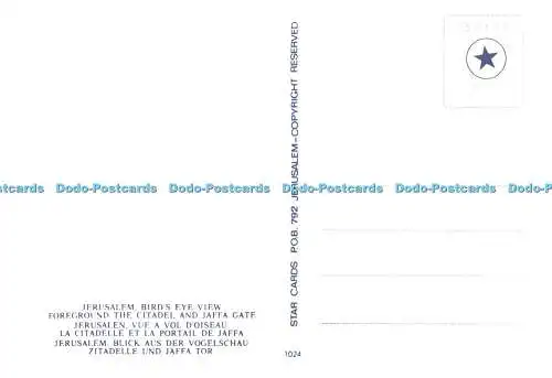 D177060 Jerusalem. Vogelperspektive Vordergrund der Zitadelle. Sternenkarten