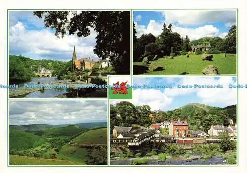 D178464 Grüße aus Wales. Llangollen und der Fluss Dee. Plas Newydd. Die Wel