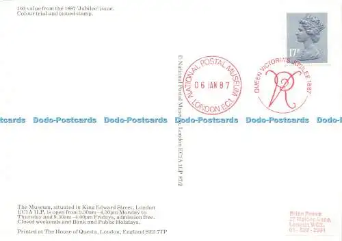 D178486 10 d Wert aus der Jubiläumsausgabe 1887. Farbprobe. ausgegebene Briefmarke. Nati