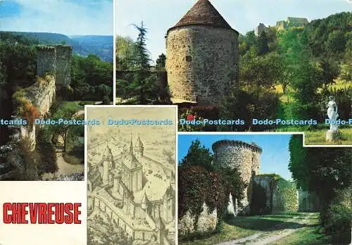 D178843 Chevreuse. Le Chateau de la Madeleine. le mur d enceinte et la tour fend