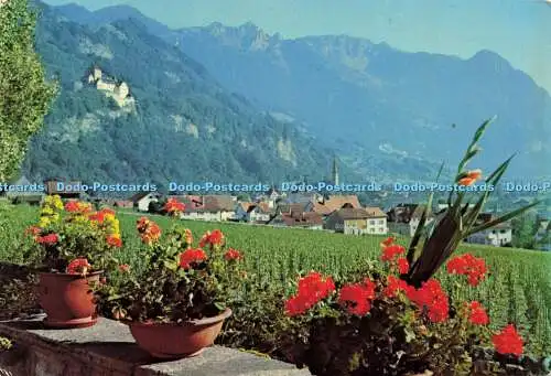 D179062 Vaduz mit Schloss. Furstentum Liechtenstein. Landesfurstliche Residenz.