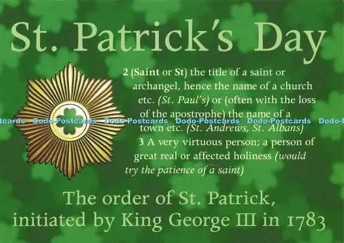 D178980 St. Patrick Day. Der Orden des heiligen Patrick. Initiiert von König Georg III.