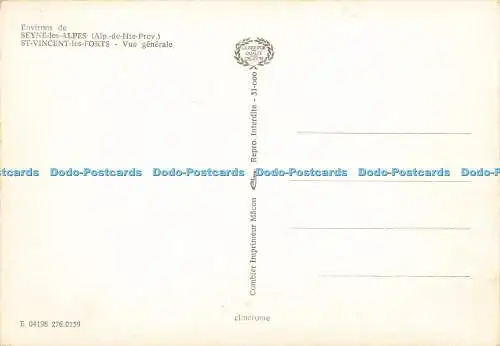 D179374 Environs de Seyne les Alpes. St. Vincent les Forts. Vue Generale. Combie