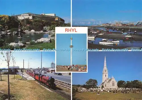 D179558 Rhyl. Garten und Sonnenzentrum. Hafen und Luststrand. Miniaturschiene