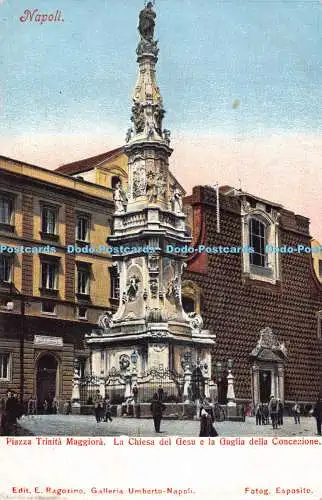 R192048 Napoli Piazza Trinita Maggiora La Chiesa del Gesu e la Guglia della Conc