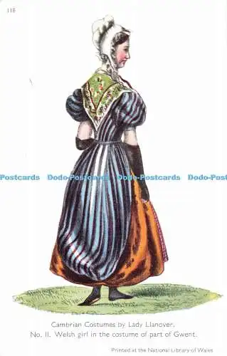 R192531 Kambrische Kostüme von Lady Llanover Nr. 11 walisisches Mädchen im Kostüm von Pa