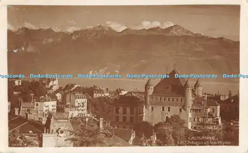 R194256 Lausanne Le Chateau et les Alpes Art Perrochet 1925