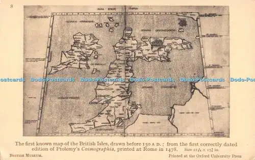 R192783 Die erste bekannte Karte der britischen Inseln, gezeichnet vor 150 n. Chr. British Mu