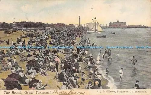 R194402 The Beach Great Yarmouth E J Middleton