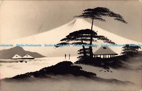 R193252 Asiatische Postkarte Fuji Bäume Japan