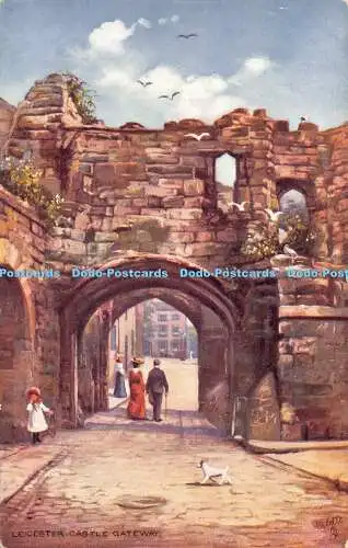 R193331 Leicester Castle Gateway Tuck Oilette Old Leicester 7008