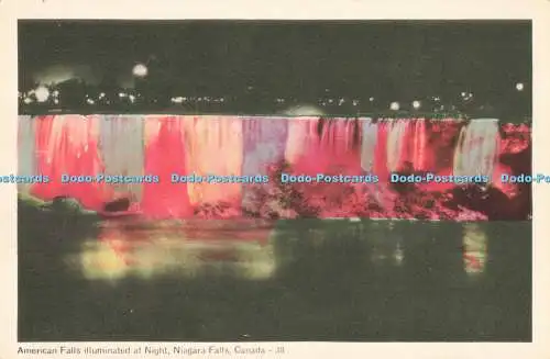 R194866 American Falls nachts beleuchtet Niagarafälle Kanada Photogelatine E