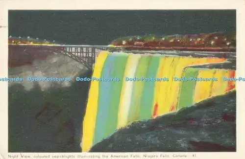 R194867 Night View farbige Suchscheinwerfer beleuchten die American Falls Niagara