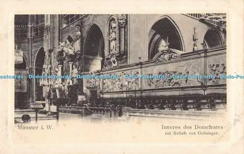 R193426 Munster i W Inneres des Domchores mit Reliefs von Groninger Hans Ertl