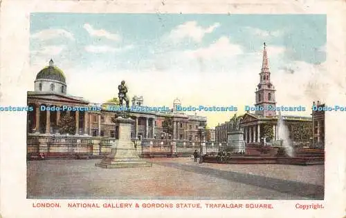 R193628 London National Gallery and Gordons Statue Trafalgar Square 1904