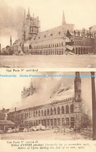 R195123 Schraubstock Paris Nr. 221114 23 Hallen von Ypern beim Brand vom 22.11.1914 I