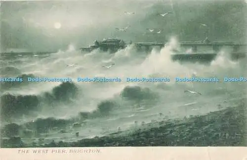 R197496 The West Pier Brighton Tuck Rough Sea Serie 1100