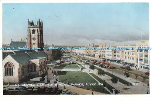 R197503 St Andrews Church and Royal Parade Plymouth Valentines Carbo Farbe