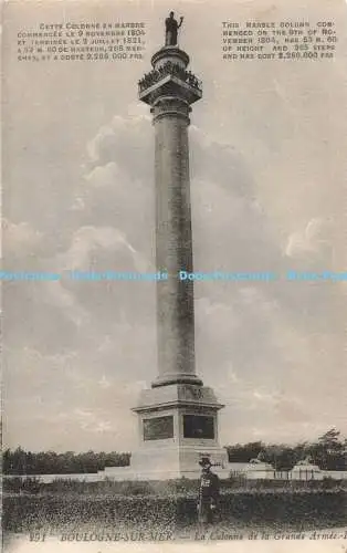 R195315 291 Boulogne Sur Mer la Colonne de la Grande Armee ND Levy Fils 1919