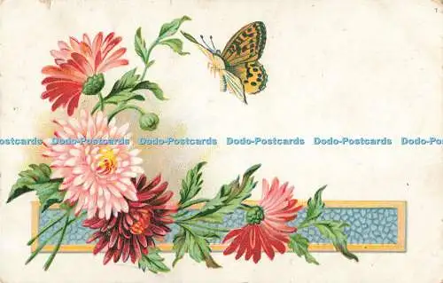 R200641 Grußkarte Blumen Schmetterling Postkarte