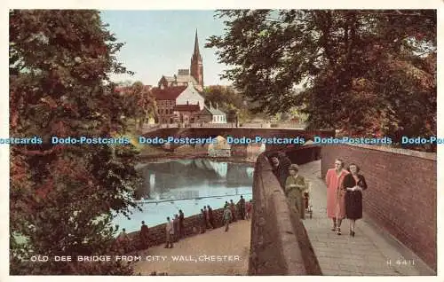 R199111 Alte Brücke von Stadtmauer Chester H 4411 Valentines Carbo Farbe