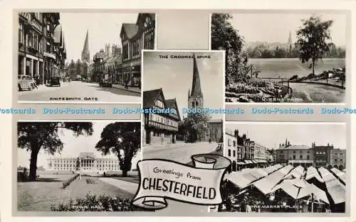 R200709 Greetings from Chesterfield Photochrom 1957 Multi View