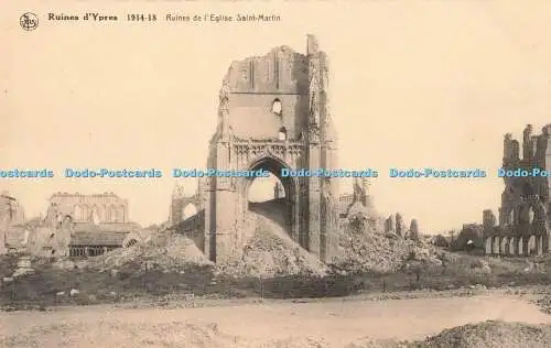 R196632 Nels Ruines dYpern 1914 18 Ruines de lEglise Saint Martin Service des Si