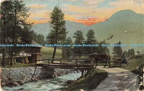 R199204 Pferd Berg Fluss Bäume Gemälde Postkarte