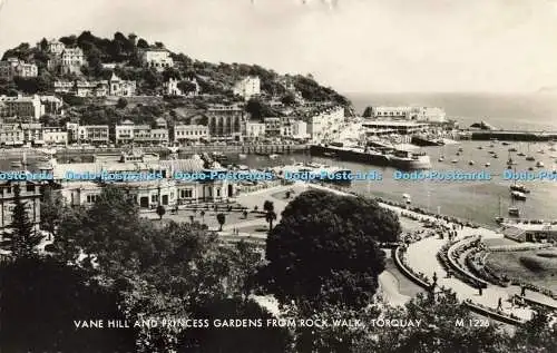 R200802 Vane Hill and Princess Gardens from Rock Walk Torquay M 1226 Valentines