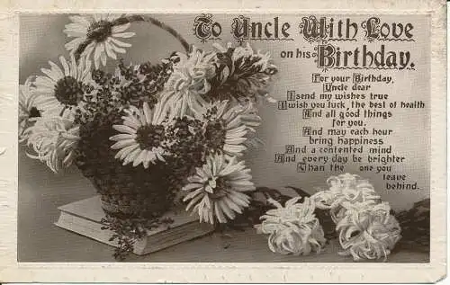 PC29210 Grußpostkarte. An Onkel mit Liebe zum Geburtstag. Blumen. Nr 190.