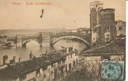 PC31814 Verona. Ponte Castellyecchio. A. Giulianelli. 1920