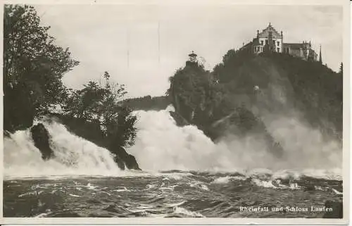 PC32002 Rheinfall und Schloss Laufen. Fotoglob. Nr 5773. 1938