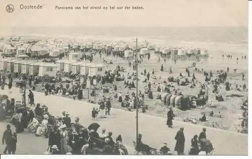 PC27109 Oostende. Panorama Van Het Strand Op Het Uur Der Baden. Ern. Thill