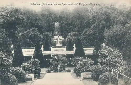 PC53787 Potsdam. Blick von Schloss Sanssouci auf die Grosse Fontaine. B. Hopkins