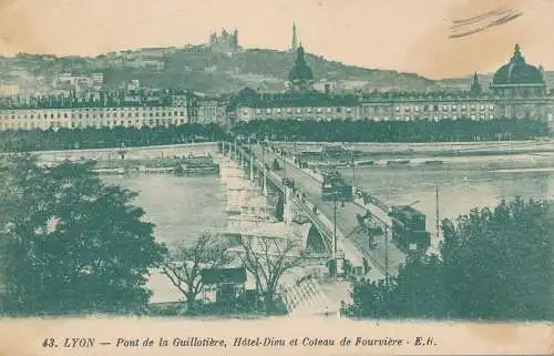 PC54087 Lyon. Pont de la Guillotiere Hotel Dieu et Coteau de Fourviiere. Nr 43