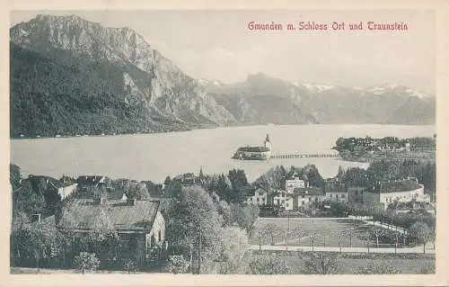 PC54747 Gmunden m. Schloss Ort und Traunstein. Stengel