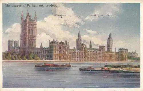 PC60315 The Houses of Parliament. London. Stiefel Bargeld. 1907