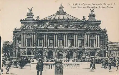 PC51909 Paris. Opernhaus und Metropolitain Railway Station. Papeghin. Nr 170.