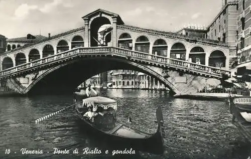 PC54176 Venezia. Ponte di Rialto e Gondola. Ardo. Fotocelere. RP. 1969