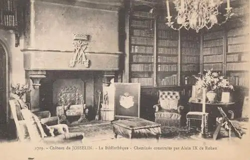 PC52324 Chateau de Josselin. La Bibliotheque. Cheminee Construite par Alain IX d